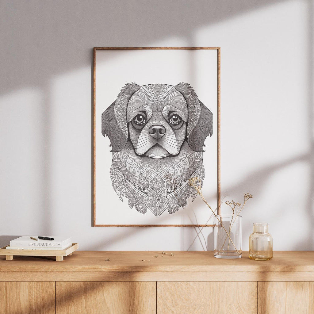Pekingese Mandala Black and White Dog Series image 8
