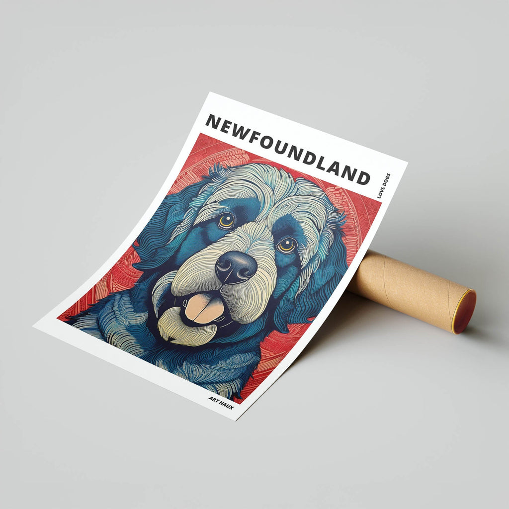 Newfoundland Hokusai Japanese Inspired Dog Series with Text image 6