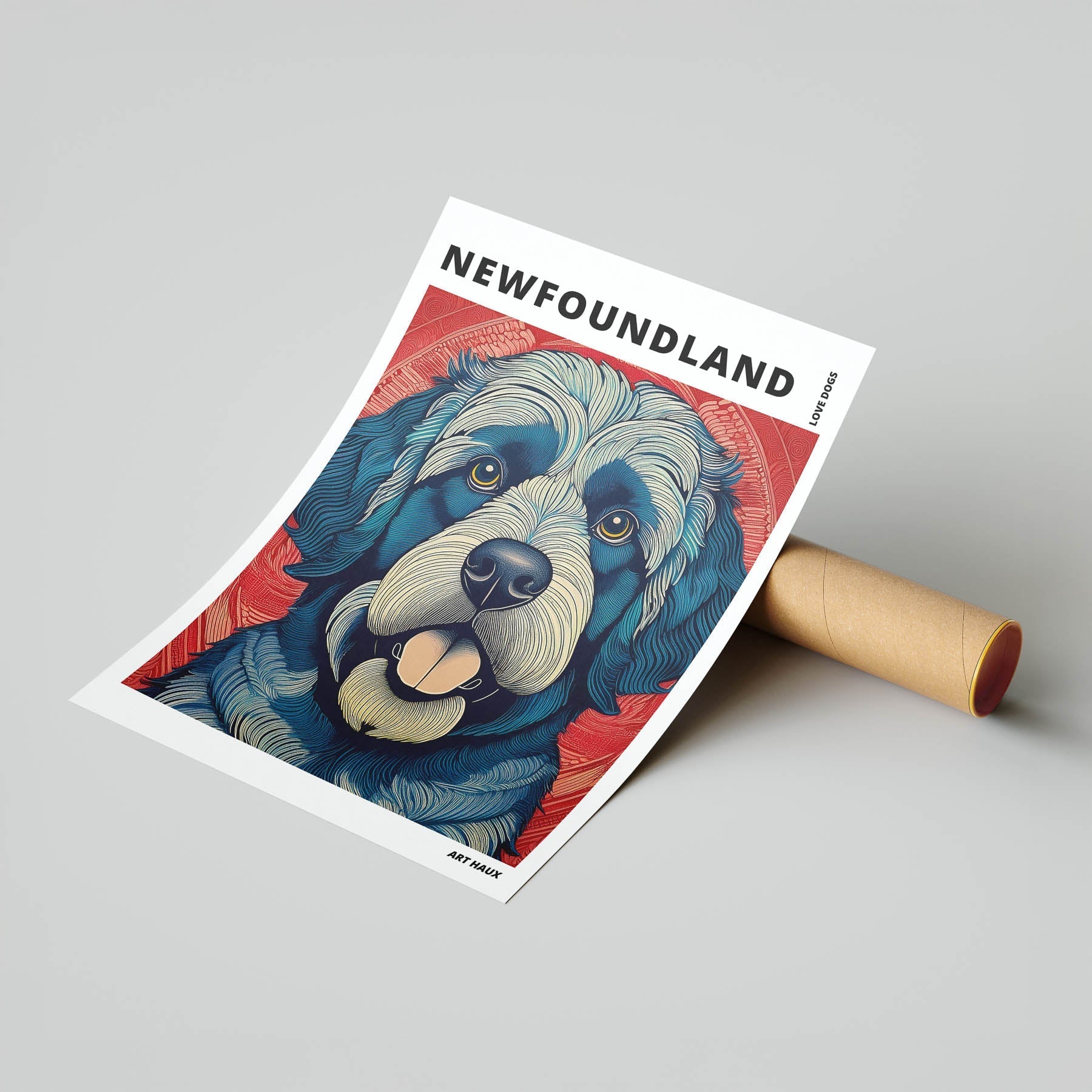 Newfoundland Hokusai Japanese Inspired Dog Series with Text image 6