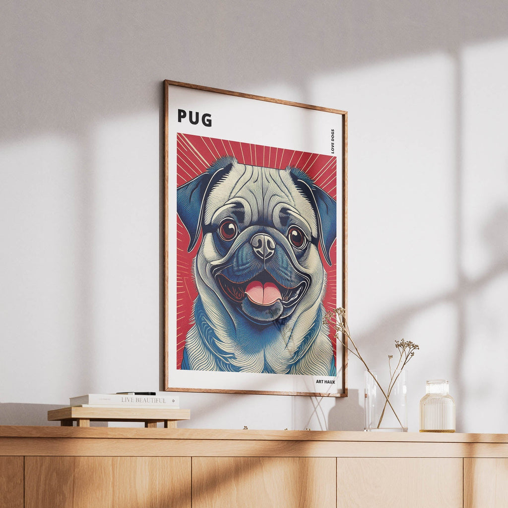 Pug Hokusai Japanese Inspired Dog Series with Text image 5