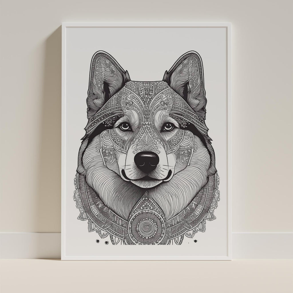 Finnish Lapphund Mandala Black and White Dog Series image 9