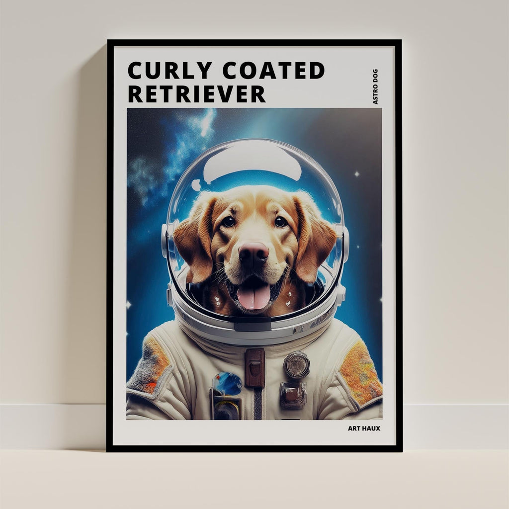 Curly Coated Retriever Astronaut Dog Series with Text Astro Dog image 11