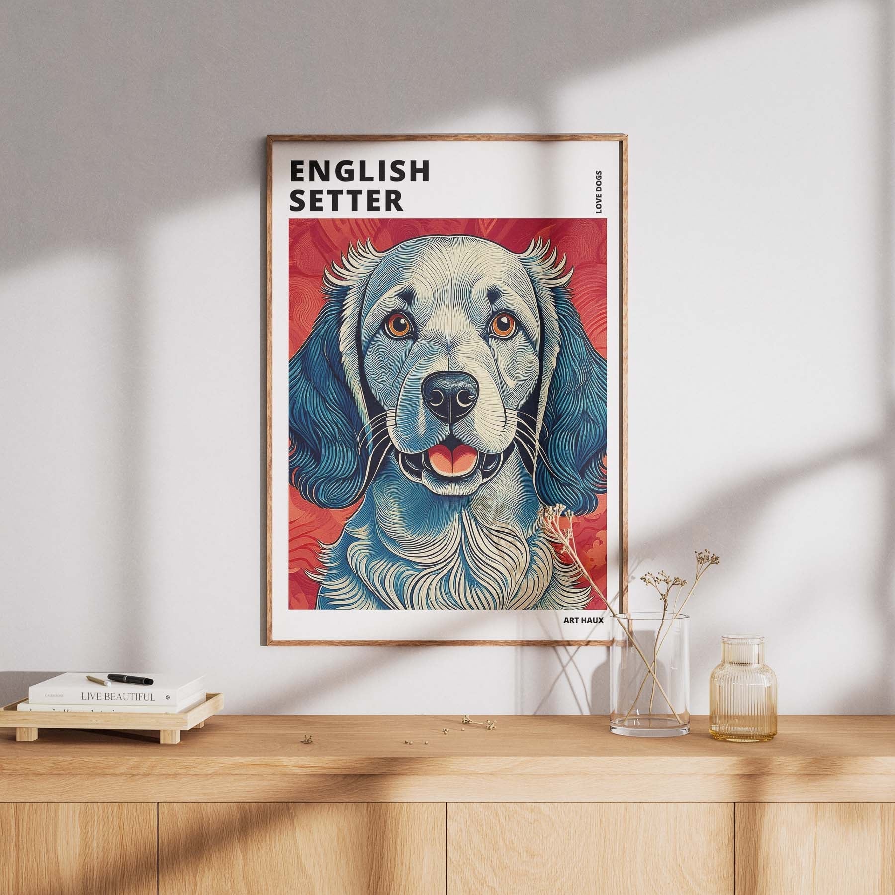English Setter Hokusai Japanese Inspired Dog Series with Text image 7