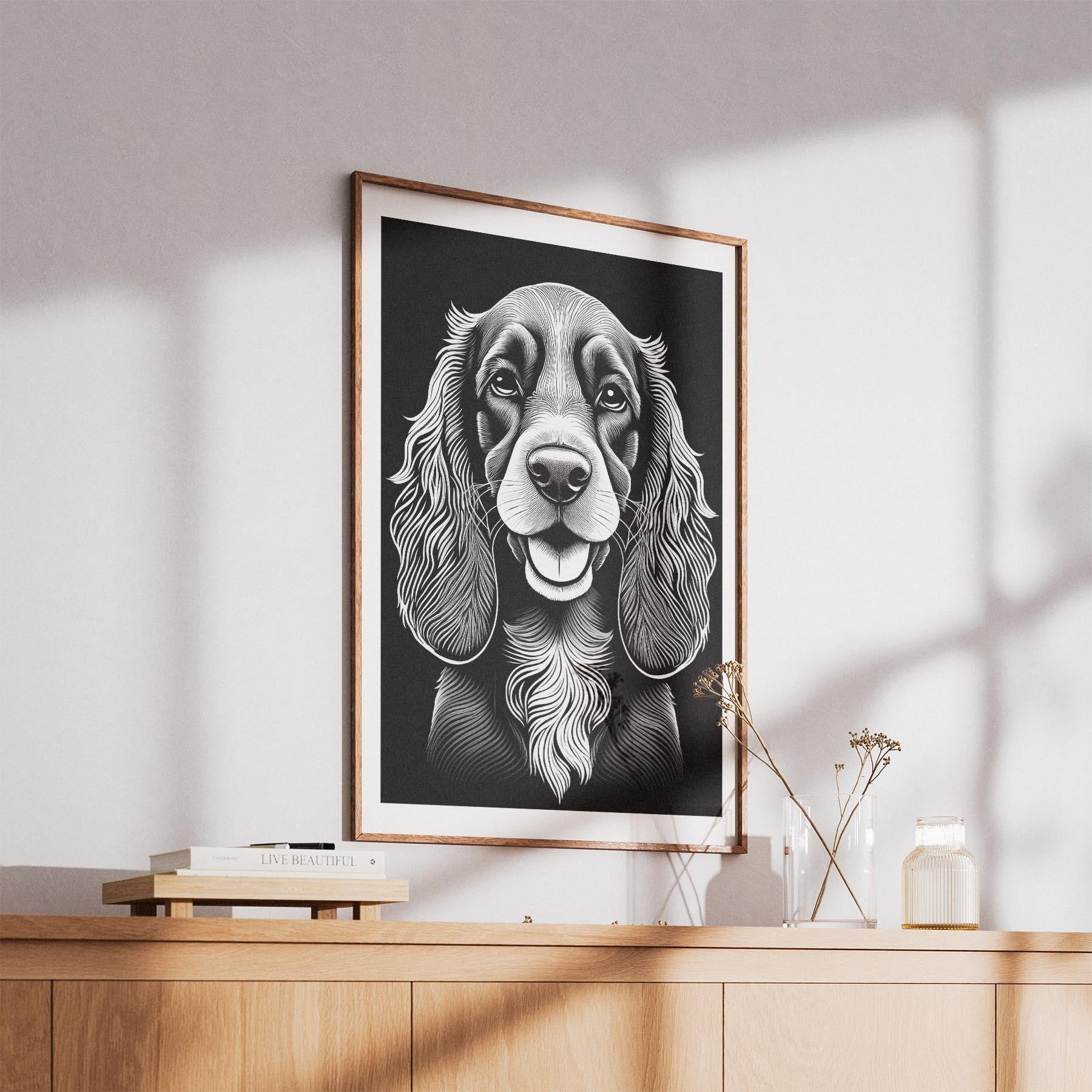 Cocker Spaniel Line Dog Series in Black and White image 5