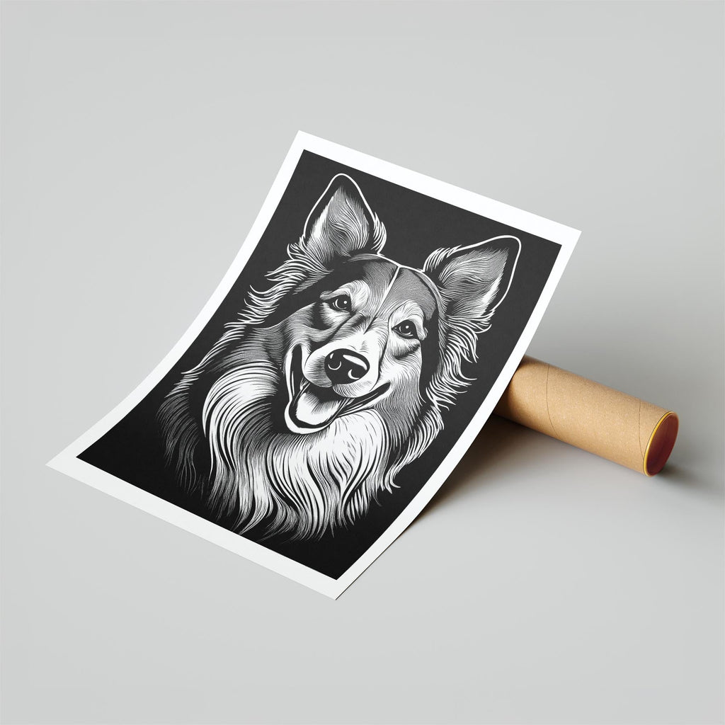 Rough Smooth Collie Line Dog Series in Black and White image 6