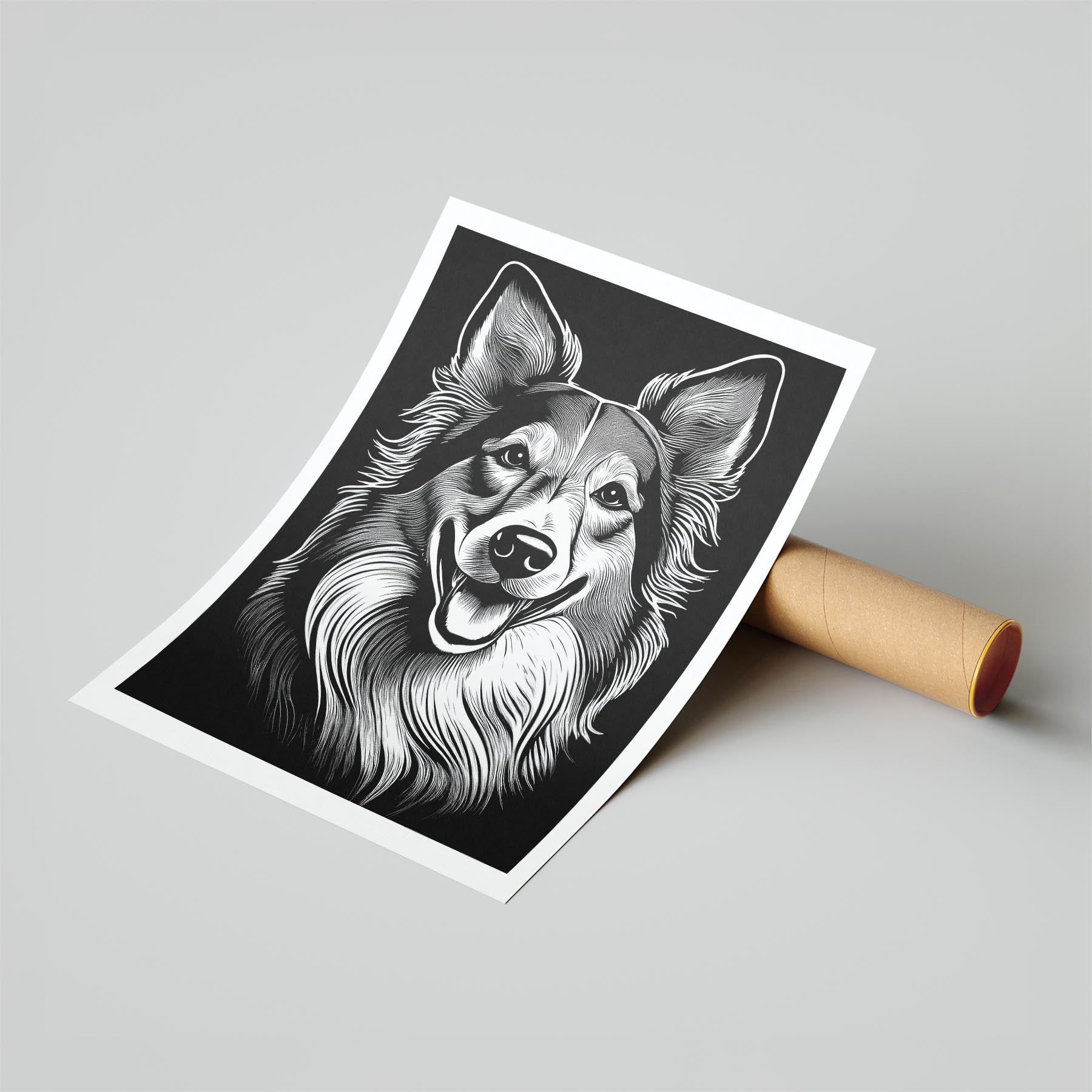 Rough Smooth Collie Line Dog Series in Black and White image 6