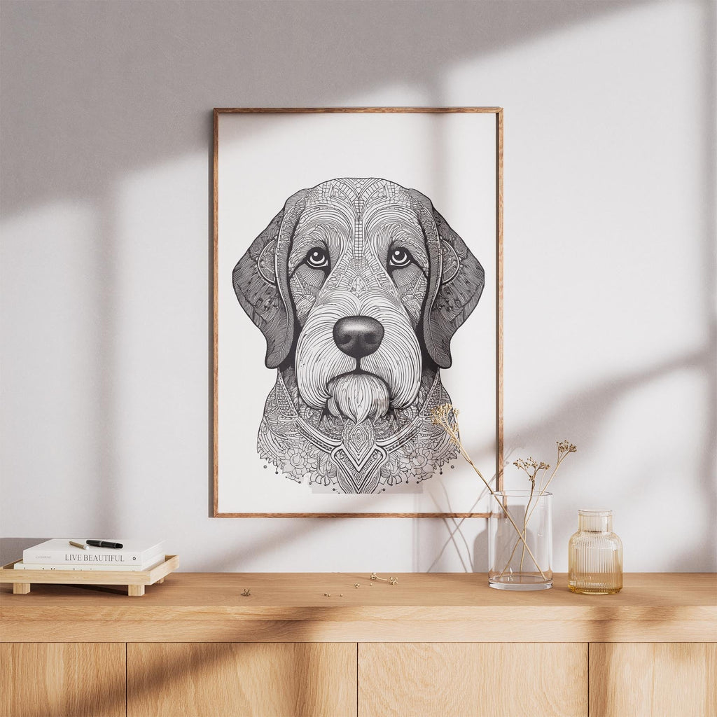 Old English Sheepdog Mandala Black and White Dog Series image 8