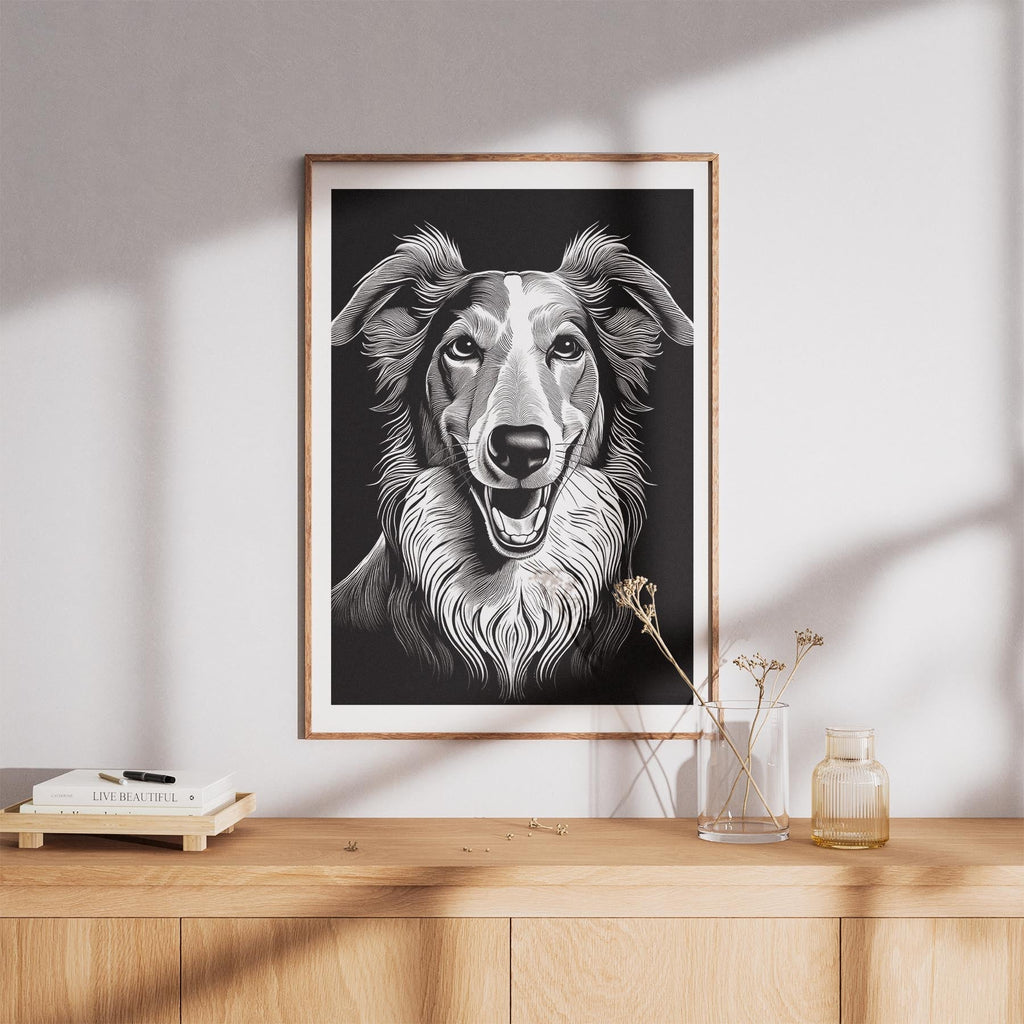 Borzoi Line Dog Series in Black and White image 8