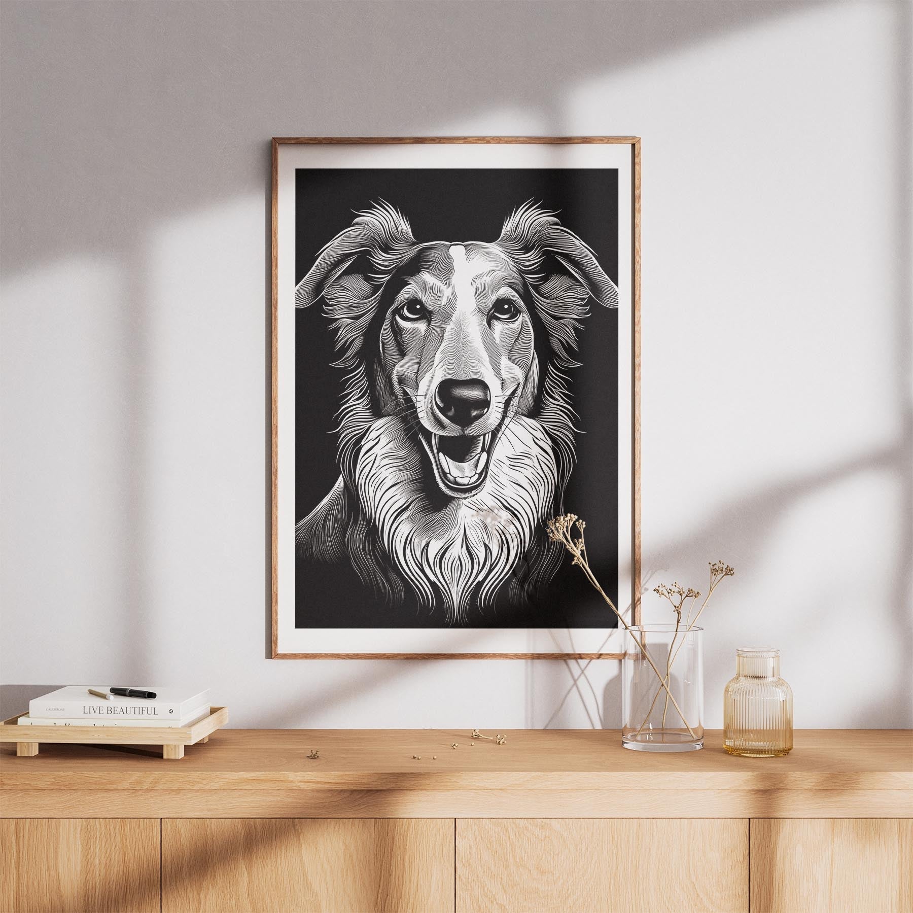 Borzoi Line Dog Series in Black and White image 8