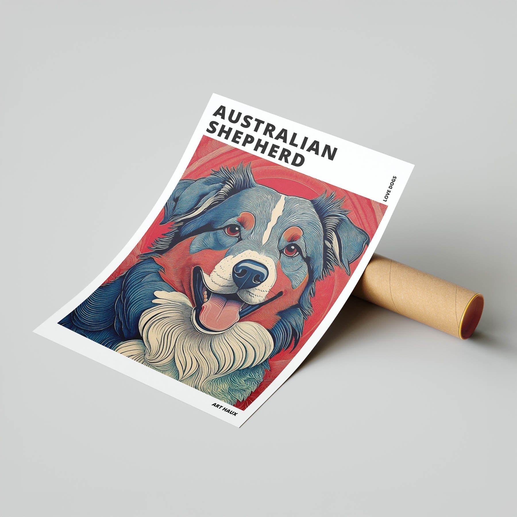 Australian Shepherd Hokusai Japanese Inspired Dog Series with Text image 6