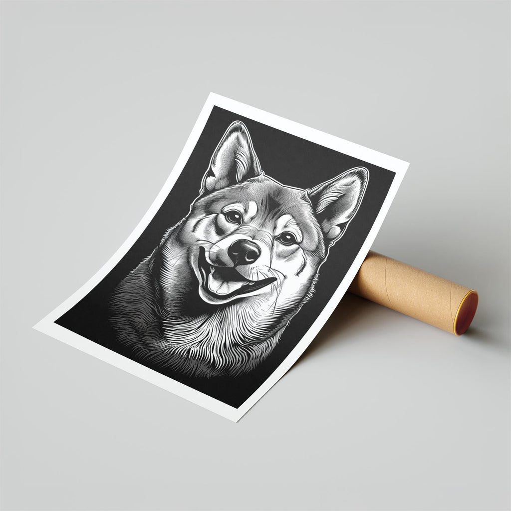 Shiba Line Dog Series in Black and White image 6