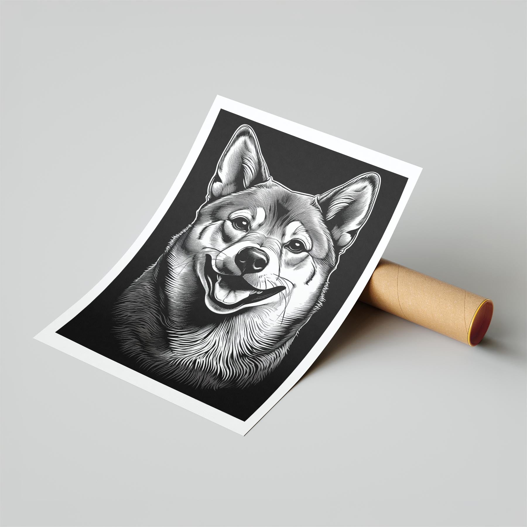 Shiba Line Dog Series in Black and White image 6