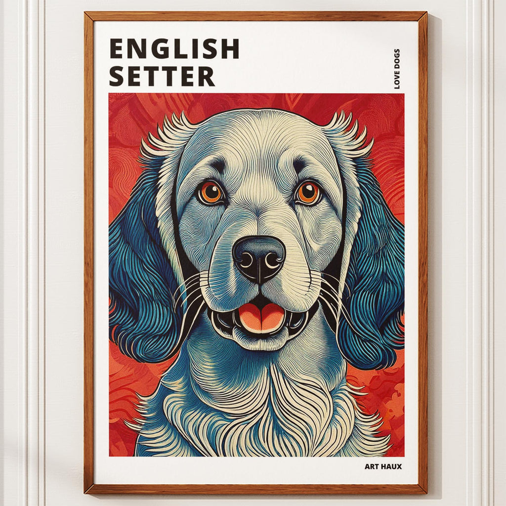 English Setter Hokusai Japanese Inspired Dog Series with Text image 9