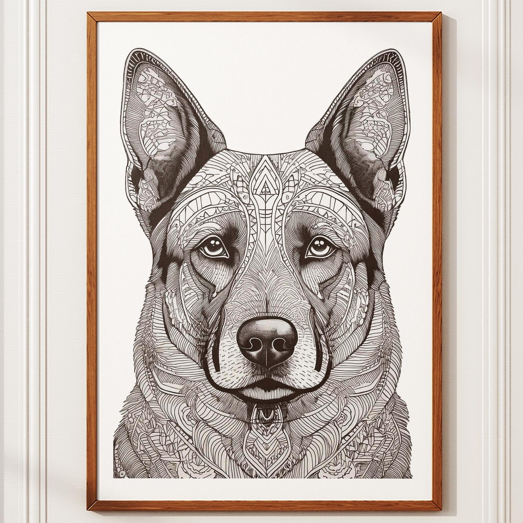German Shepherd Mandala Black and White Dog Series image 10