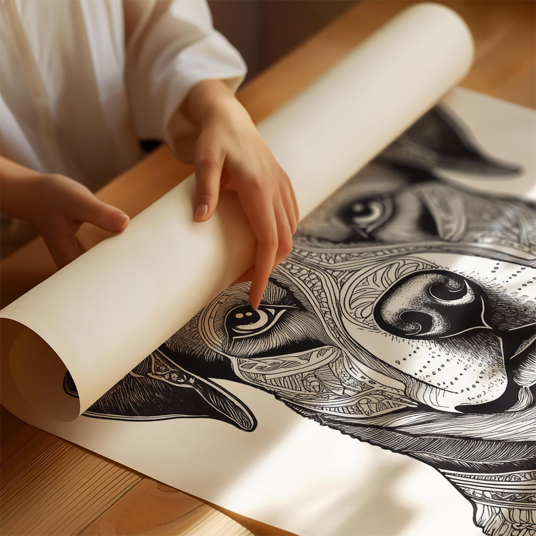 Rottweiler Mandala Black and White Dog Series image 1