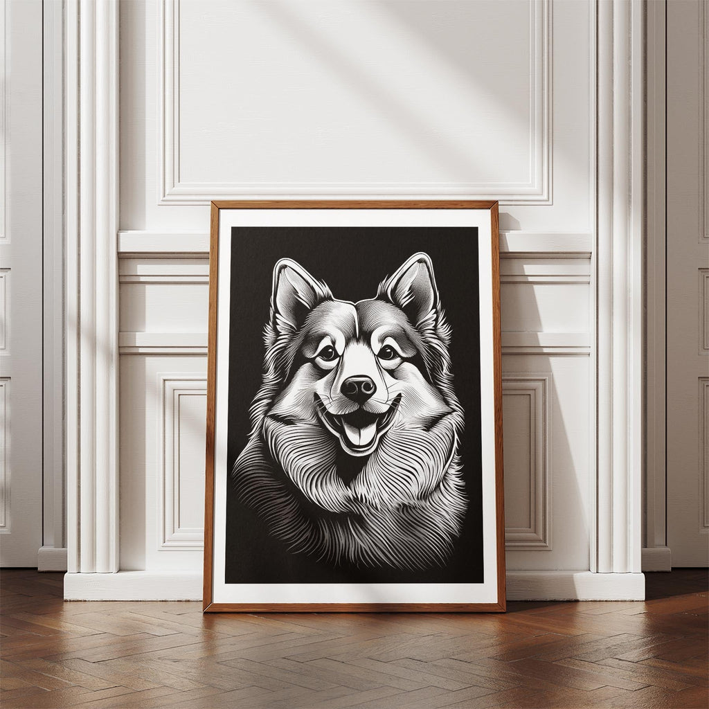 Finnish Lapphund Line Dog Series in Black and White image 4