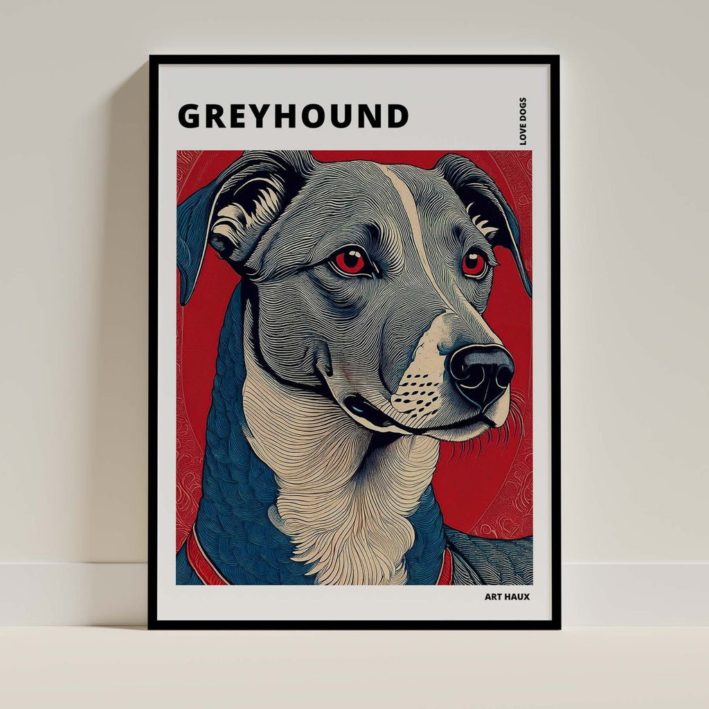 Greyhound Hokusai Japanese Inspired Dog Series with Text image 0