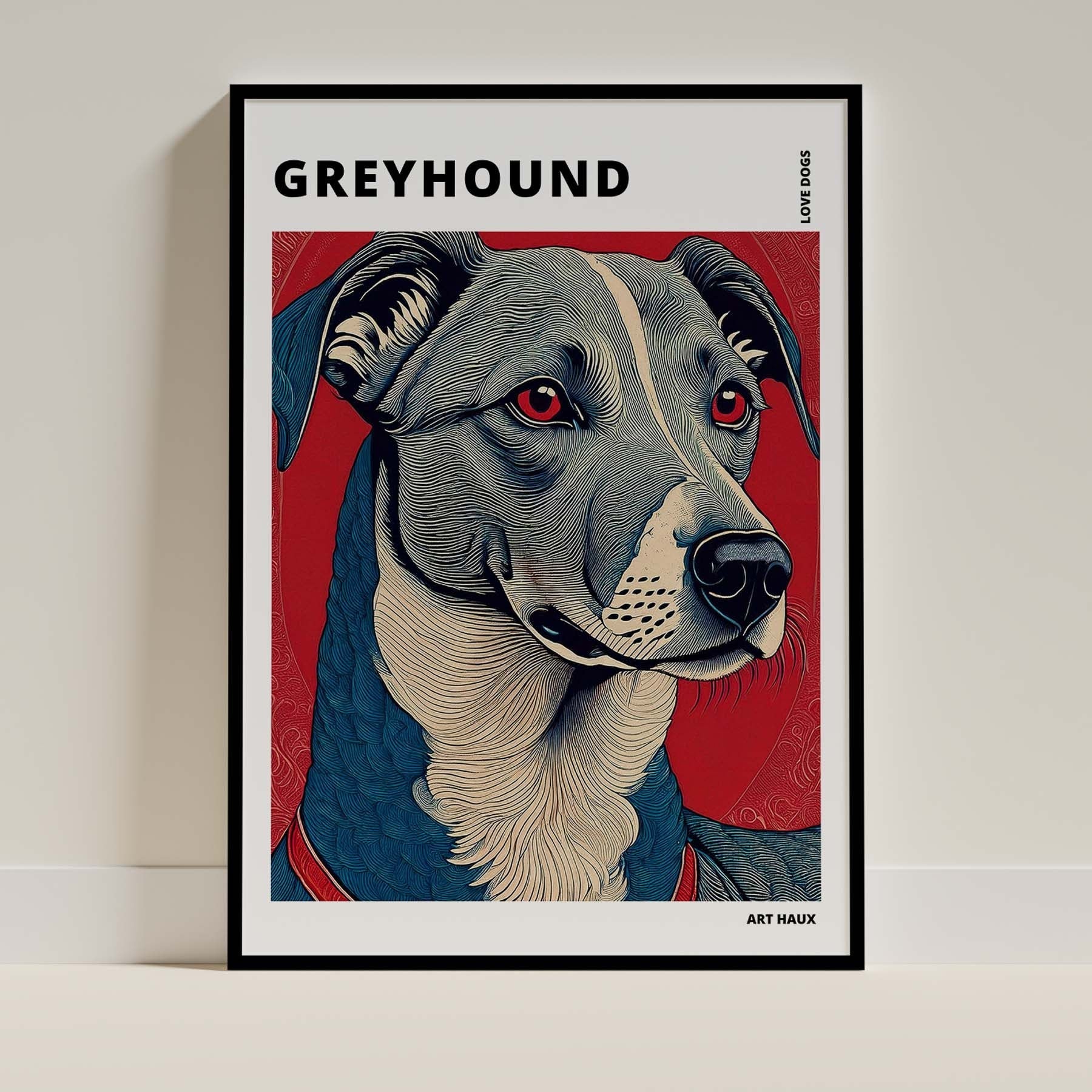 Greyhound Hokusai Japanese Inspired Dog Series with Text image 0