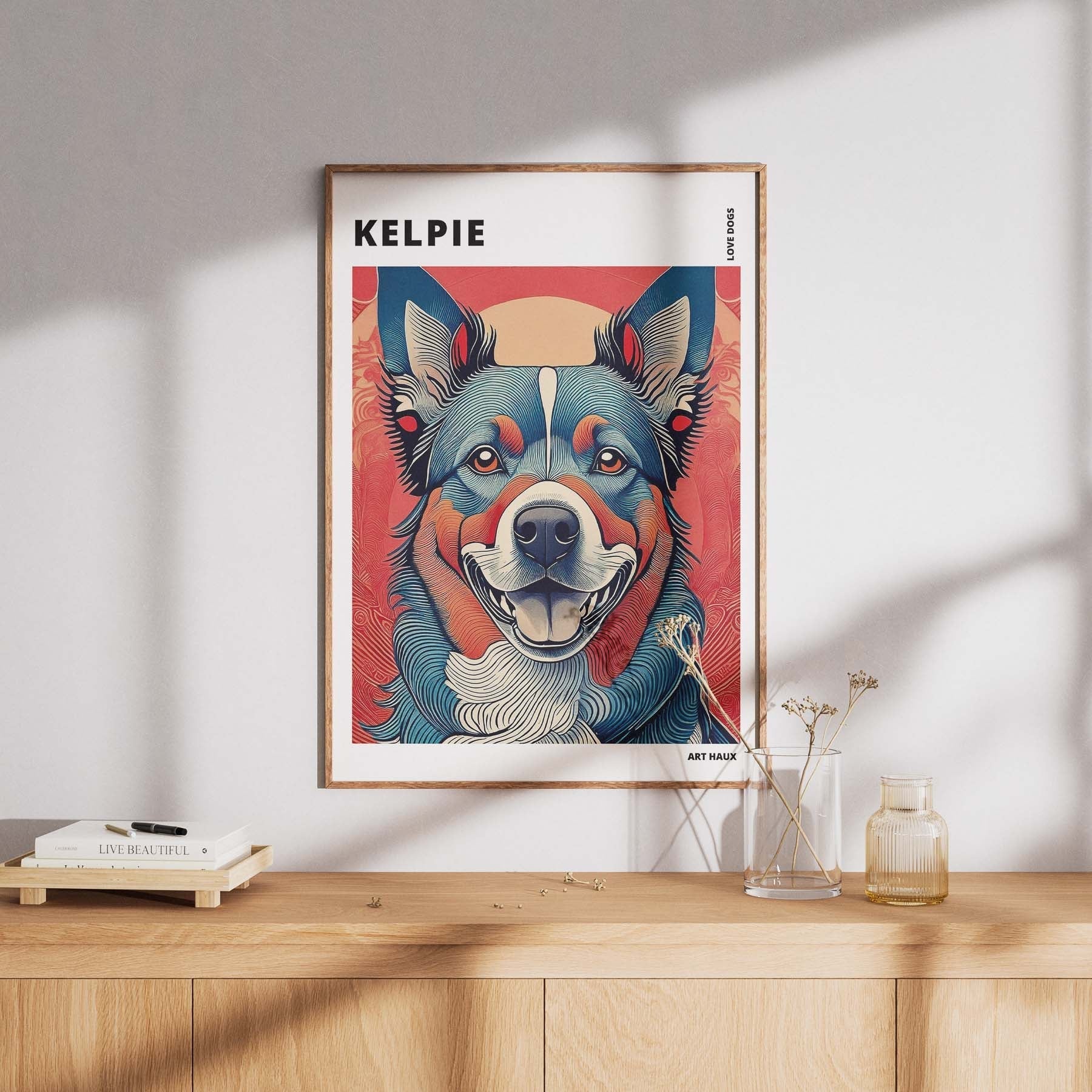 Kelpie Hokusai Japanese Inspired Dog Series with Text image 7