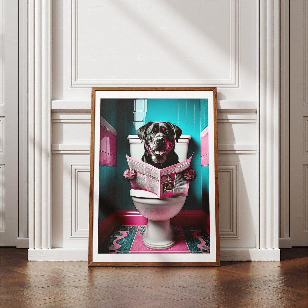 Rottweiler Toilet Dogs PInk and Turquise image 4
