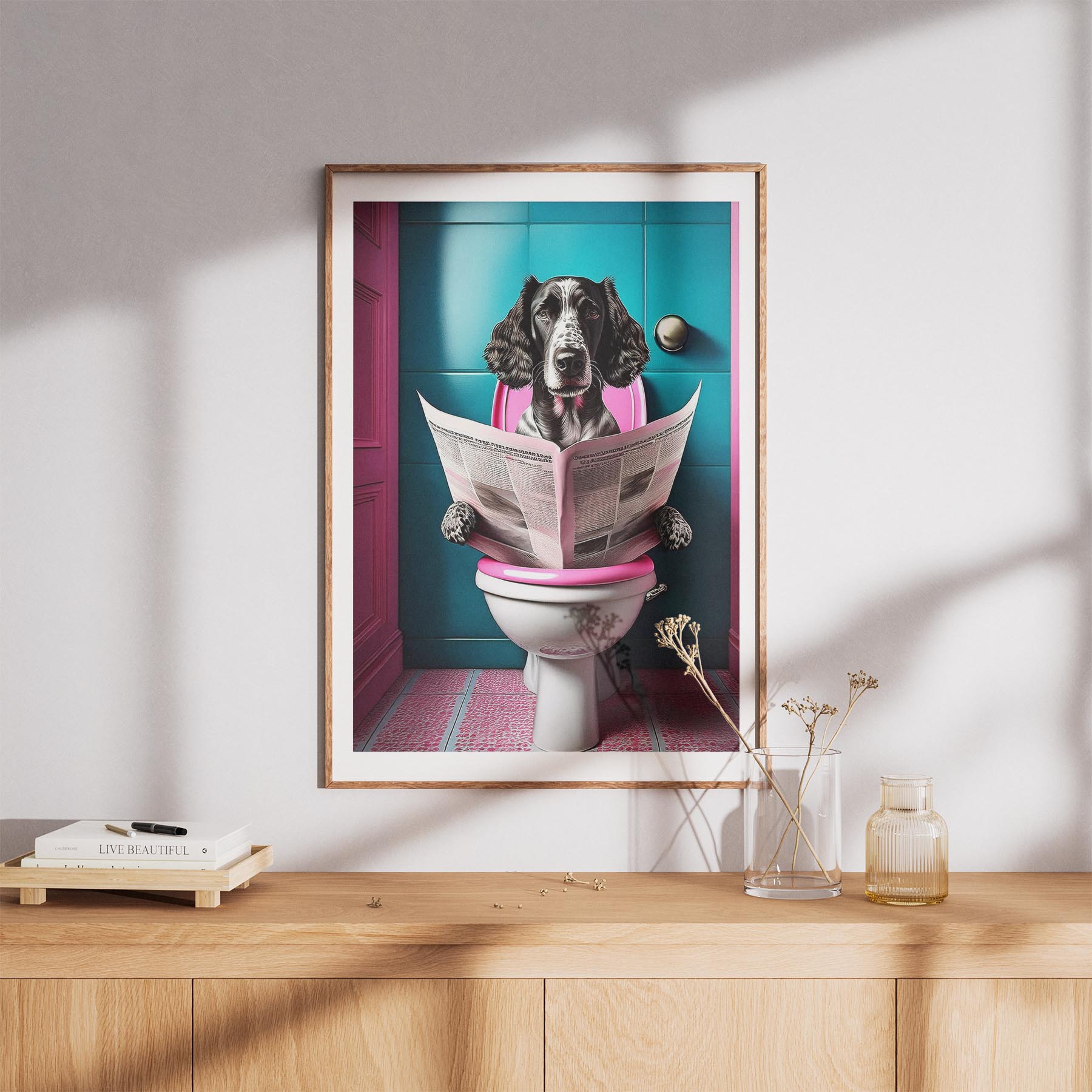 English Setter Toilet Dogs PInk and Turquise image 8