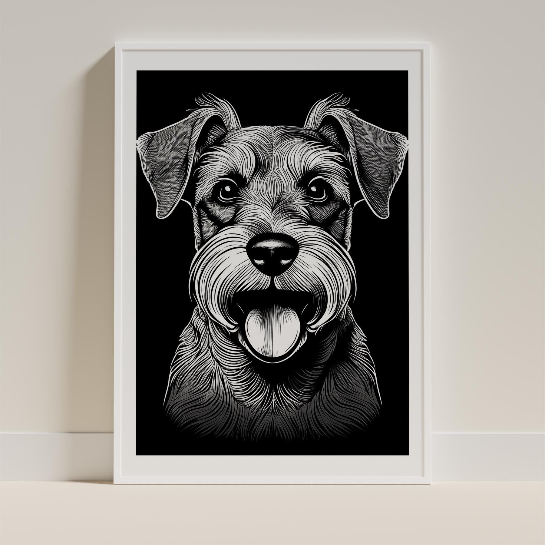 Schnauzer Line Dog Series in Black and White image 9