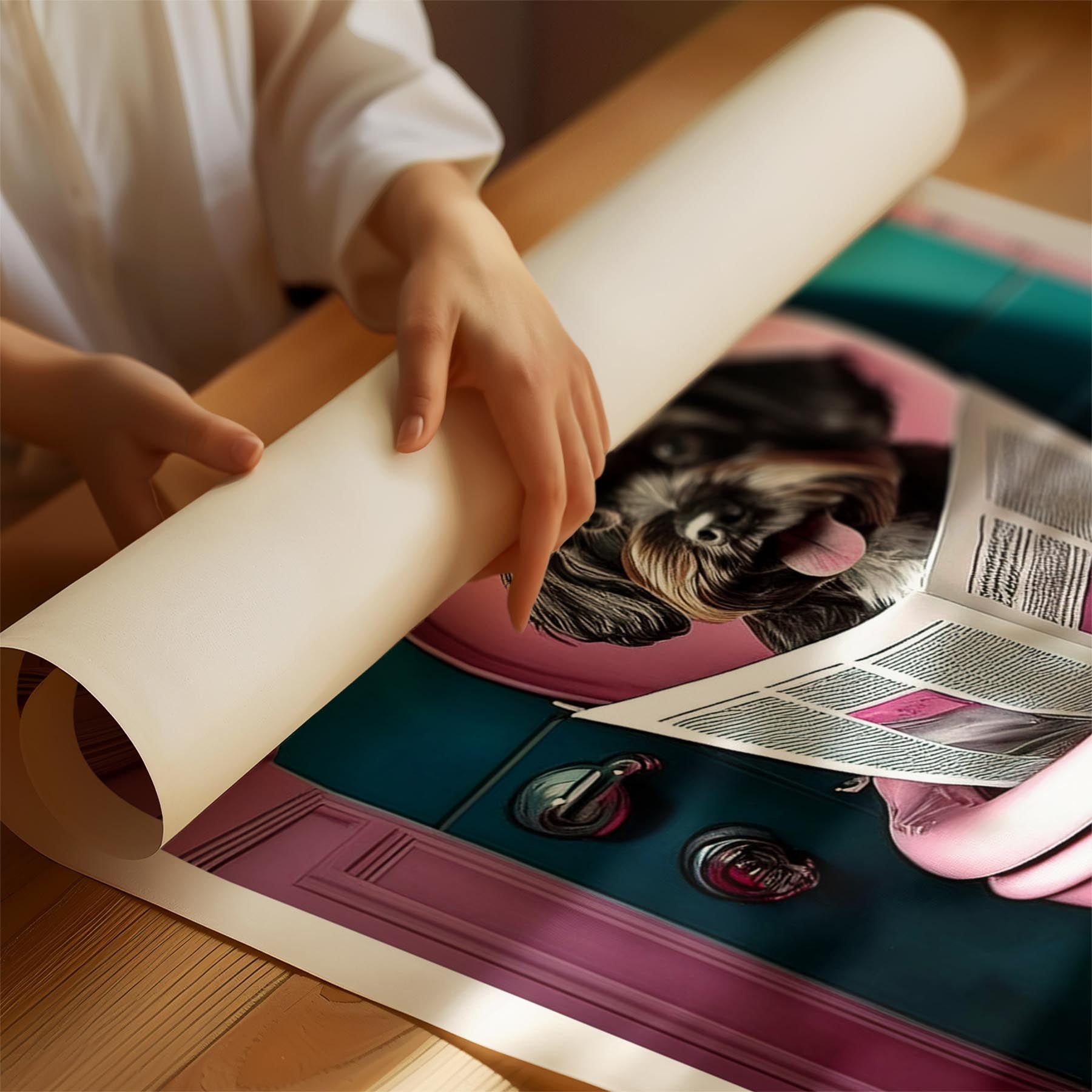 Havanese Toilet Dogs PInk and Turquise image 1