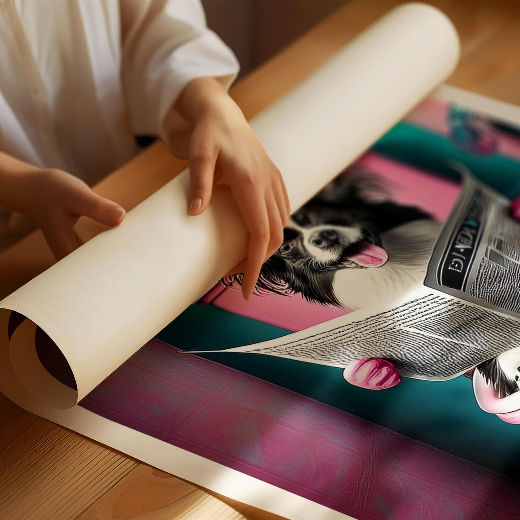 Papillon Toilet Dogs PInk and Turquise image 1