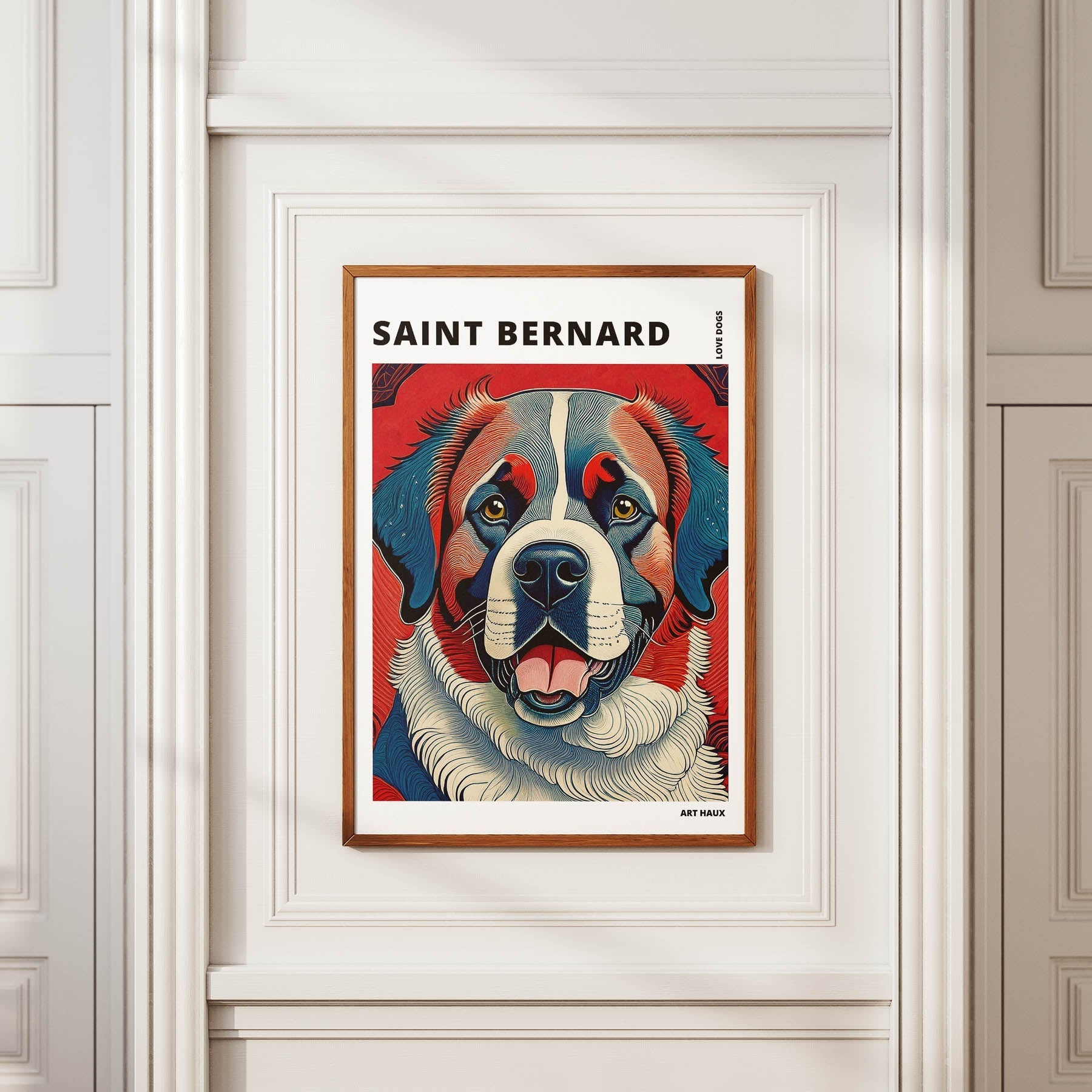 Saint Bernard Hokusai Japanese Inspired Dog Series with Text image 3