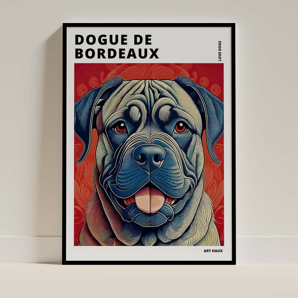 Dogue de Bordeaux Hokusai Japanese Inspired Dog Series with Text image 0