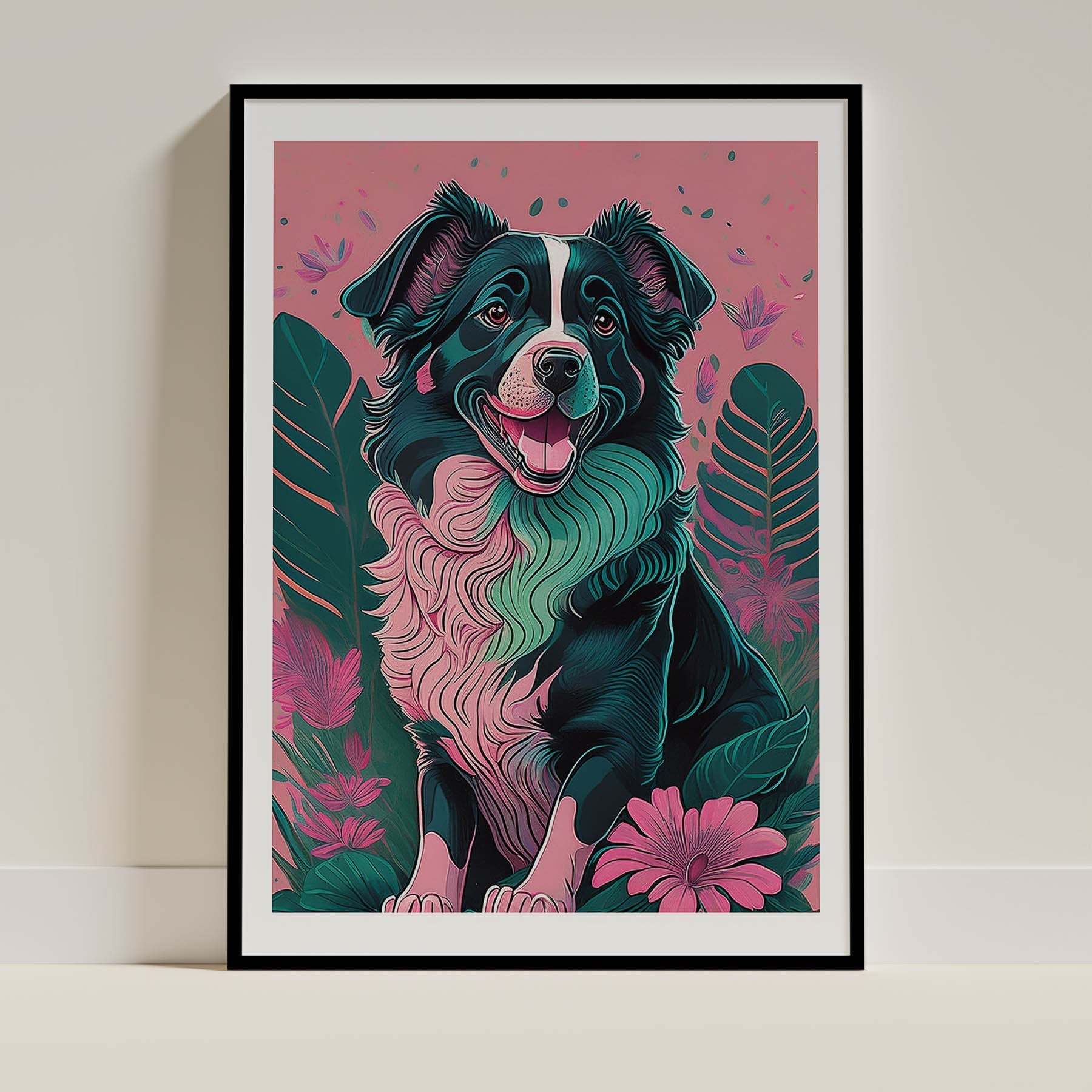 Border Collie Flowery Dog image 0
