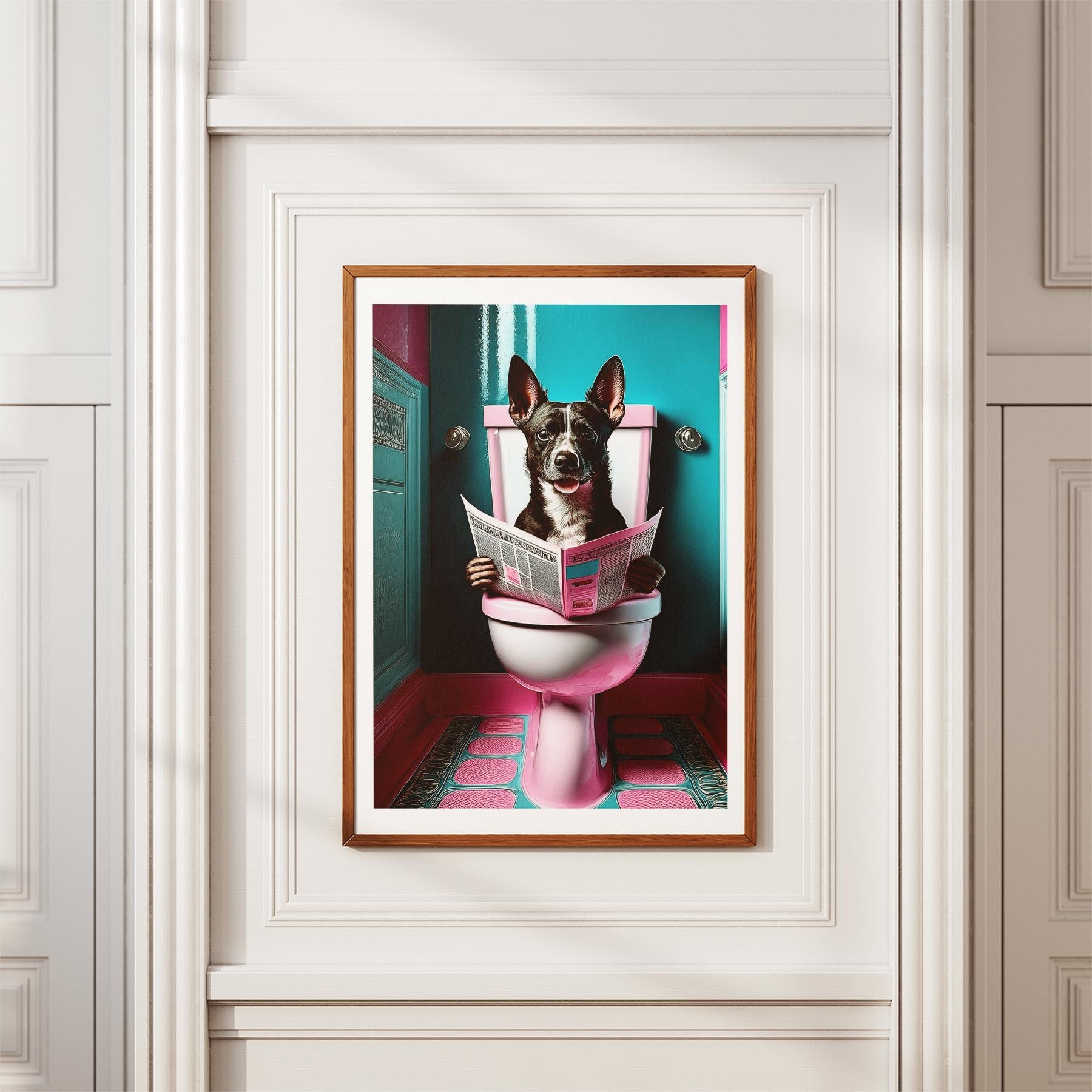 Australian Terrier Toilet Dogs PInk and Turquise image 3