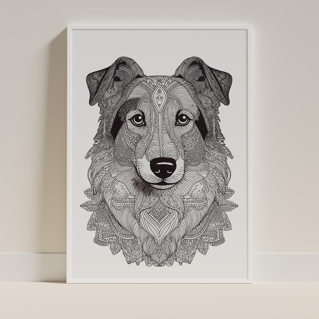 Shetland Sheepdog Mandala Black and White Dog Series image 9