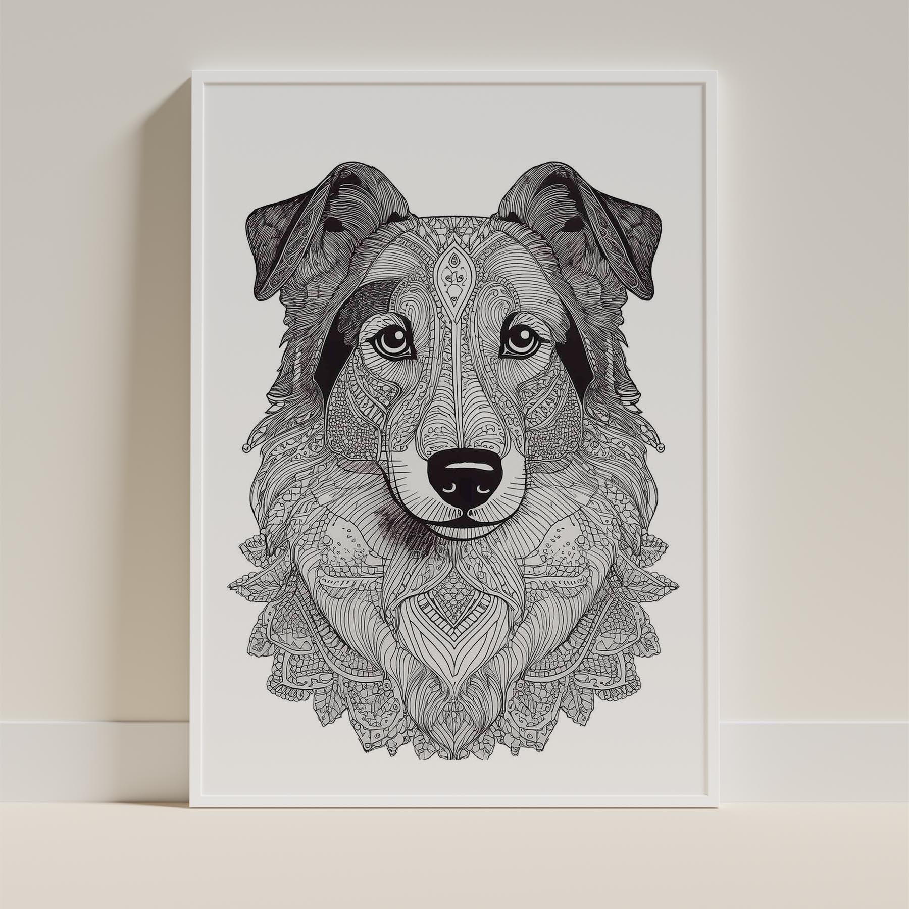 Shetland Sheepdog Mandala Black and White Dog Series image 9