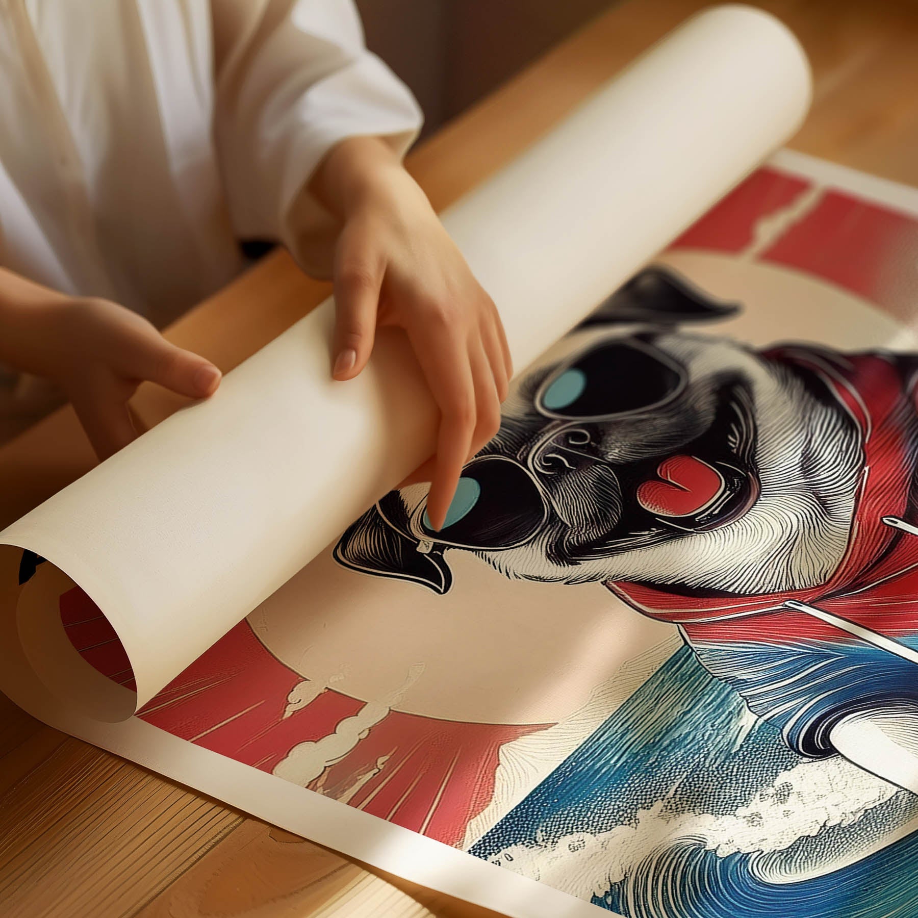 Pug Hokosai Surfer Dogs 1 image 3