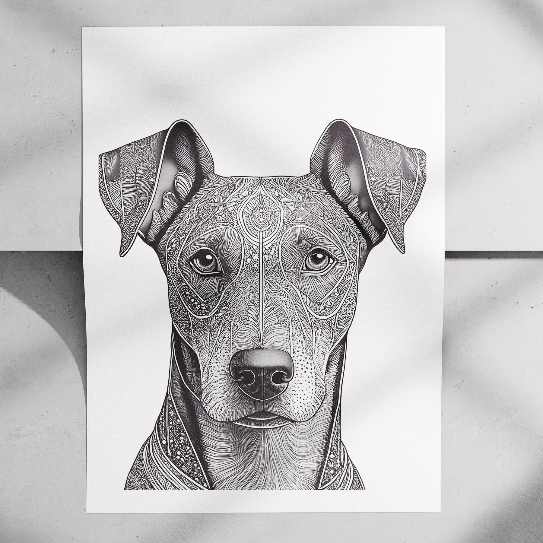 Doberman Mandala Black and White Dog Series image 7