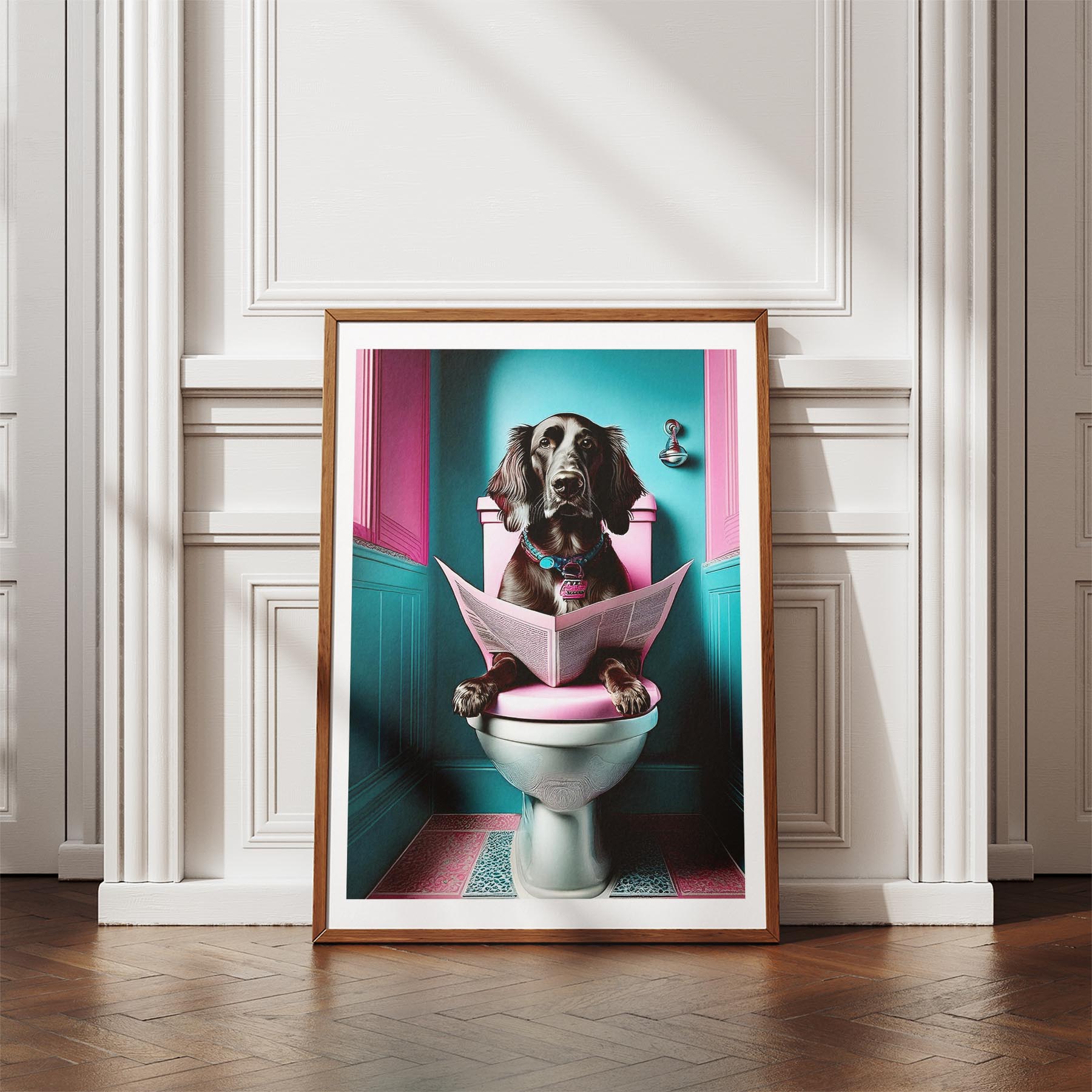 Irish Setter Toilet Dogs PInk and Turquise image 4