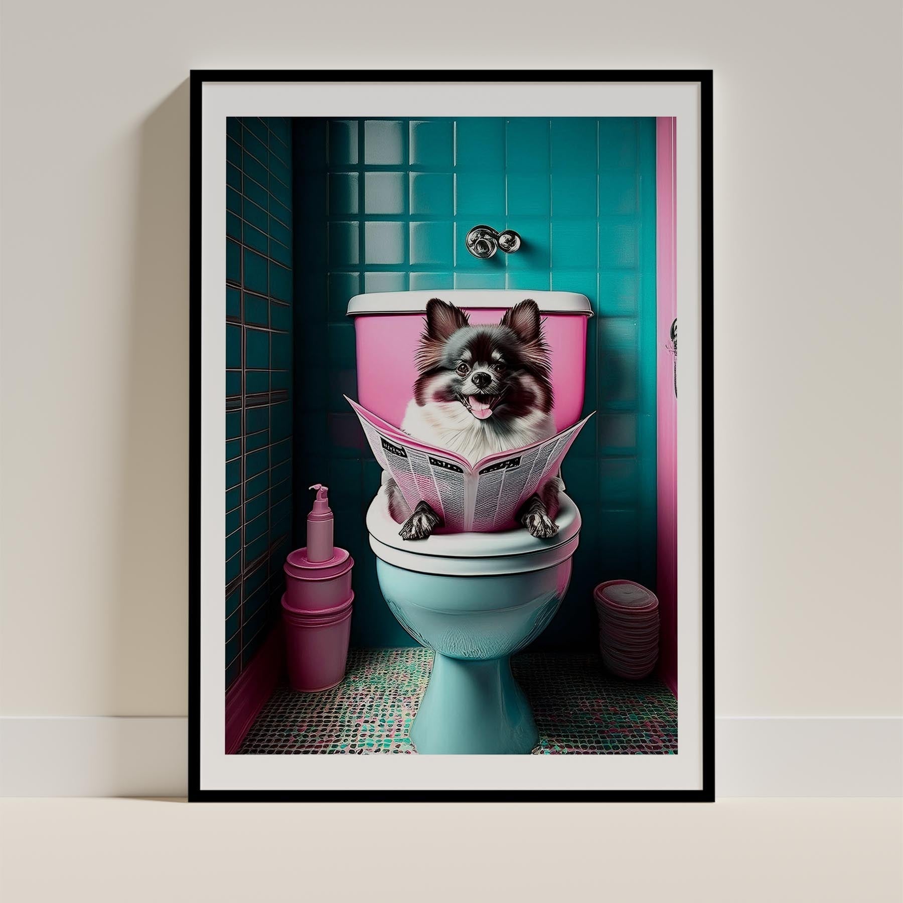 Pomeranian Toilet Dogs PInk and Turquise image 0