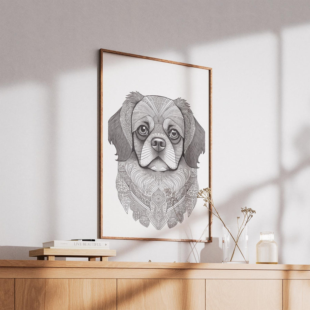 Pekingese Mandala Black and White Dog Series image 5