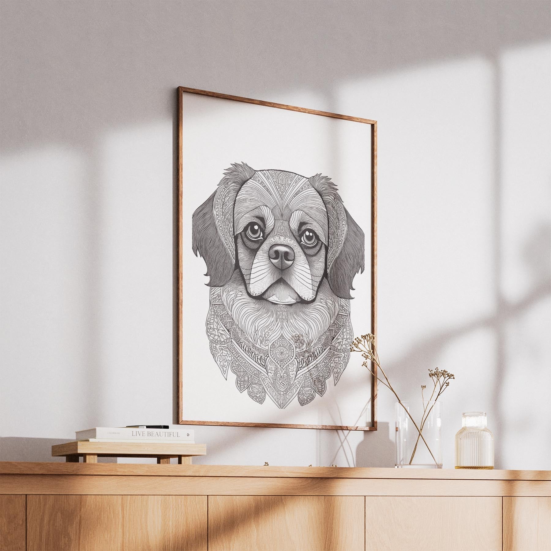 Pekingese Mandala Black and White Dog Series image 5