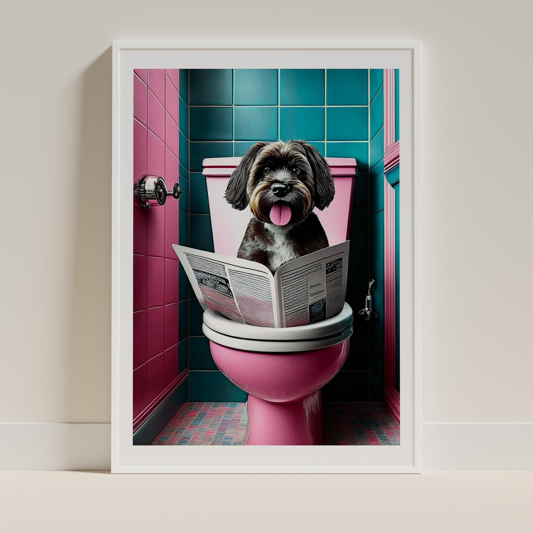 Moodle Toilet Dogs PInk and Turquise image 9