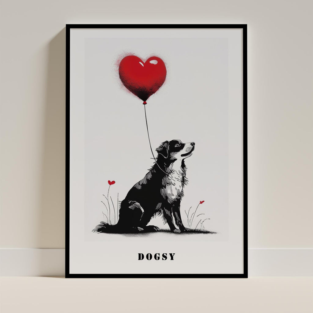 Australian Shepherd DOGSY Series inspired by the Art of Banksy with text Dogsy image 0