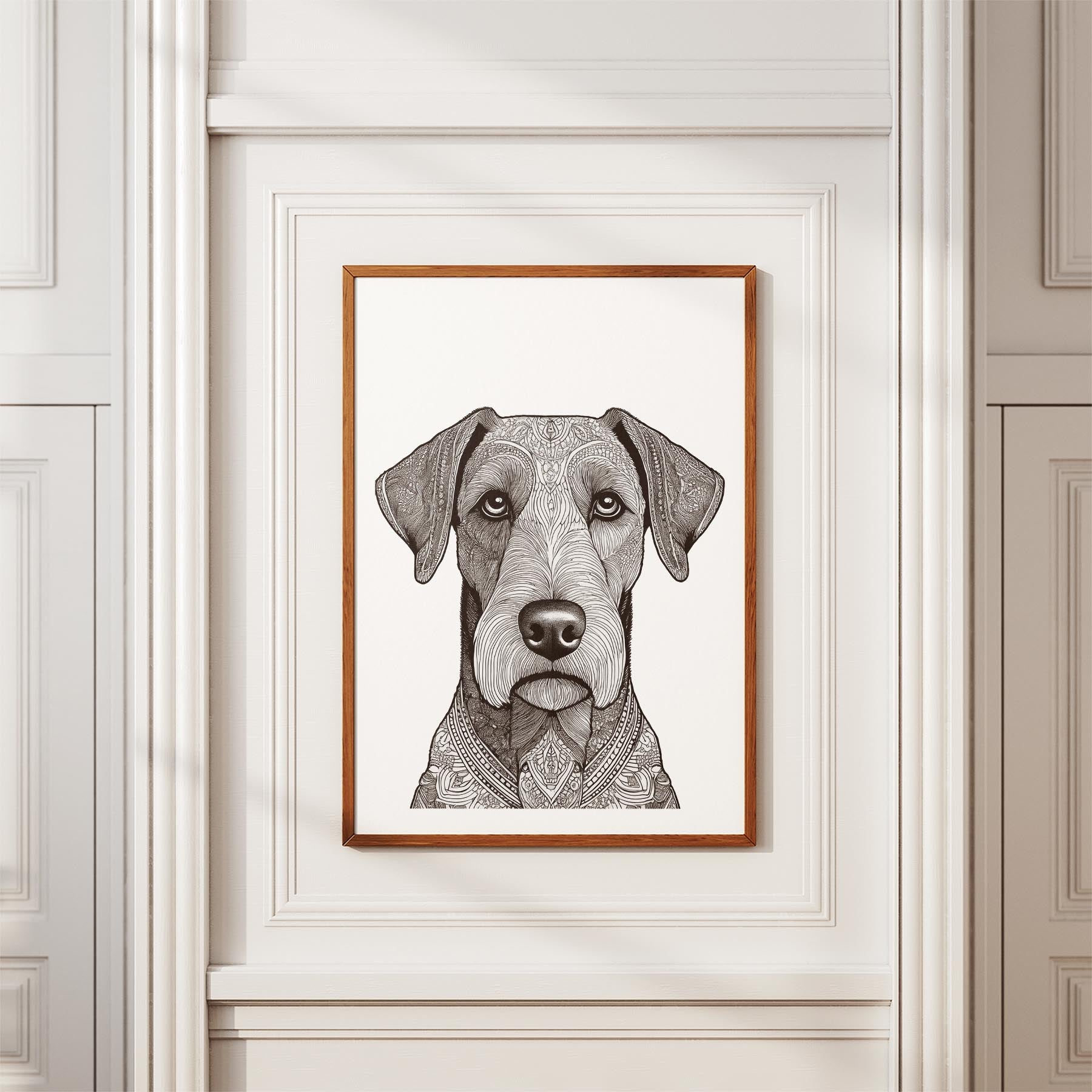 Airedale Mandala Black and White Dog Series image 3