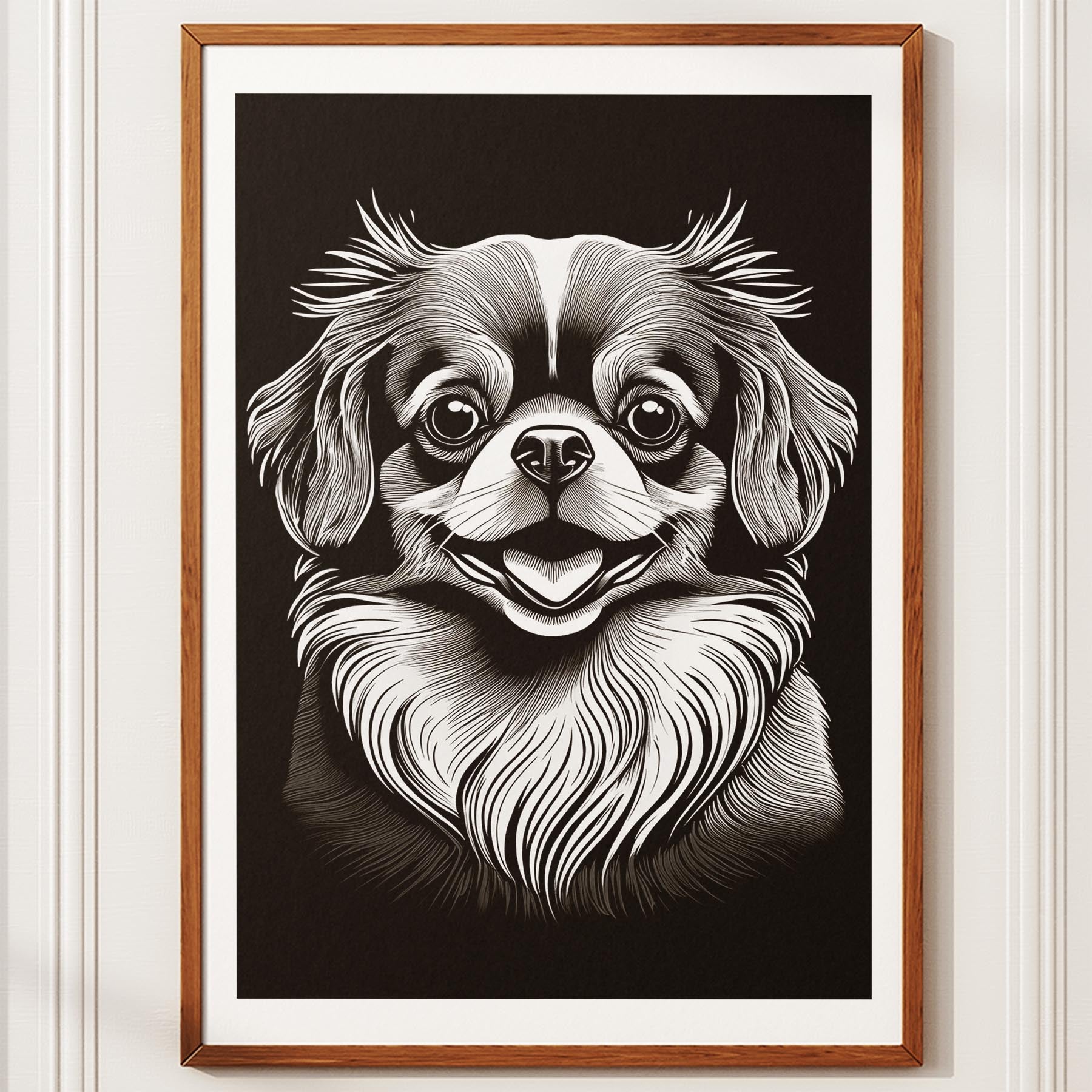 Pomeranian Line Dog Series in Black and White image 10