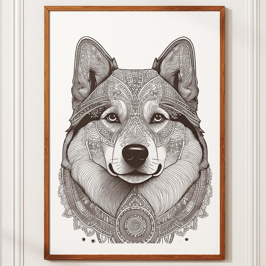 Finnish Lapphund Mandala Black and White Dog Series image 10