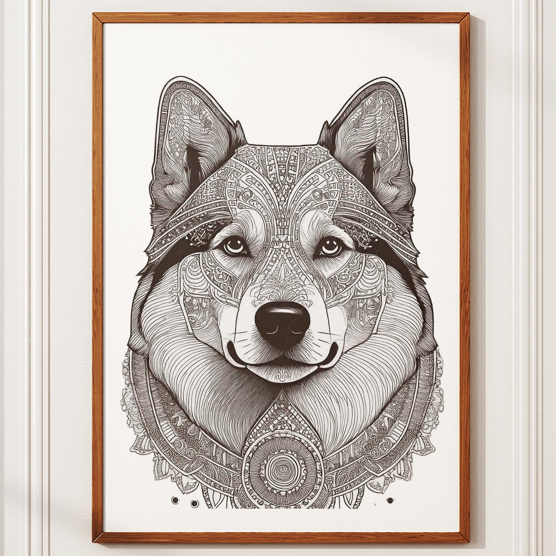 Finnish Lapphund Mandala Black and White Dog Series image 10