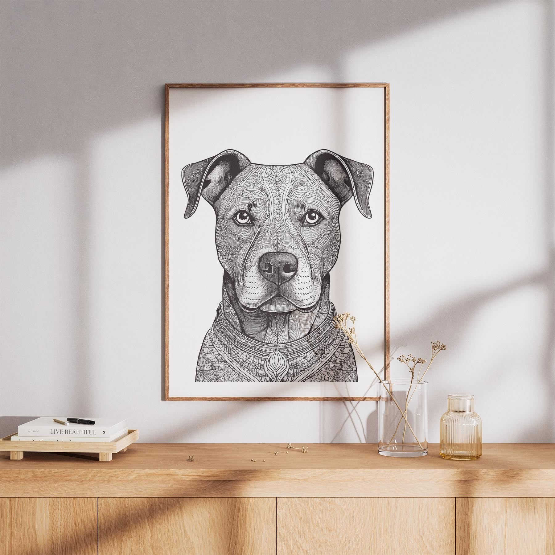 American Pitbull Terrier Mandala Black and White Dog Series image 8