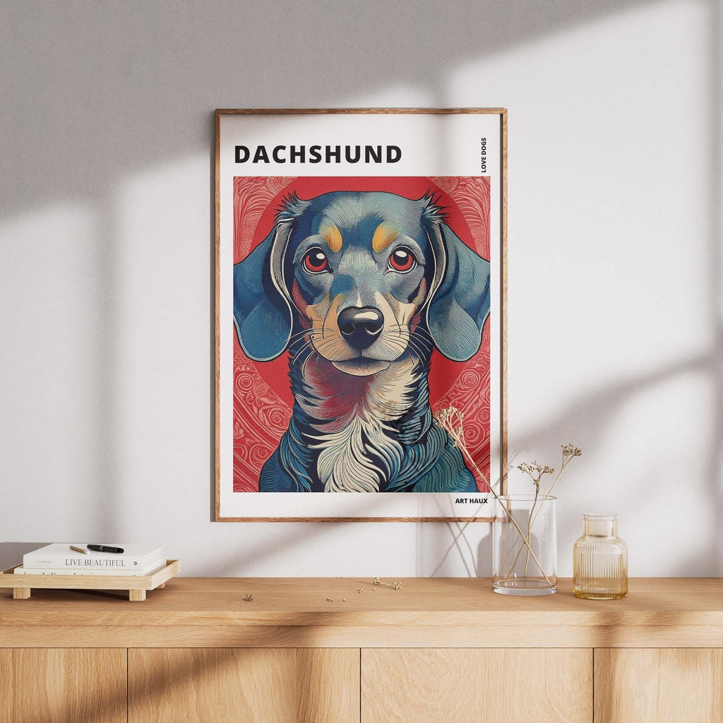 Dachshund Hokusai Japanese Inspired Dog Series with Text image 7