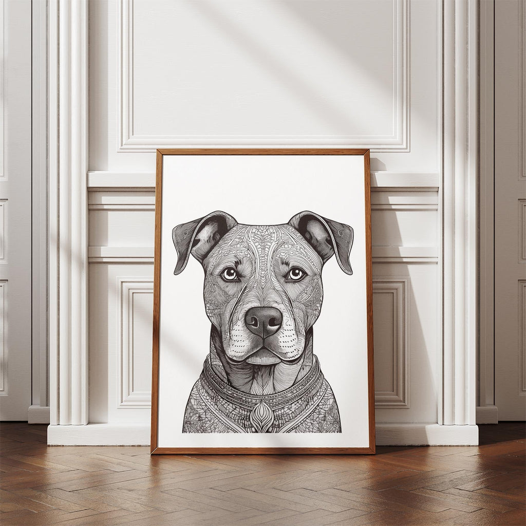 American Pitbull Terrier Mandala Black and White Dog Series image 4