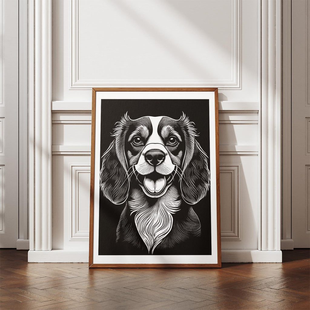 Cavalier Spaniel Line Dog Series in Black and White image 4